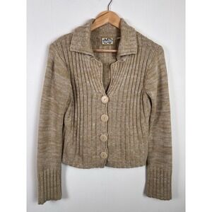 Vintage Heirloom Collectibles Size Large Tan Button Cardigan Sweater Grannycore